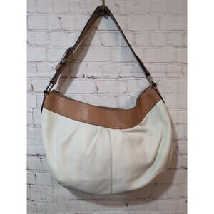 Coach Bone White Brown Soho Leather Hobo Shoulder Handbag F13731